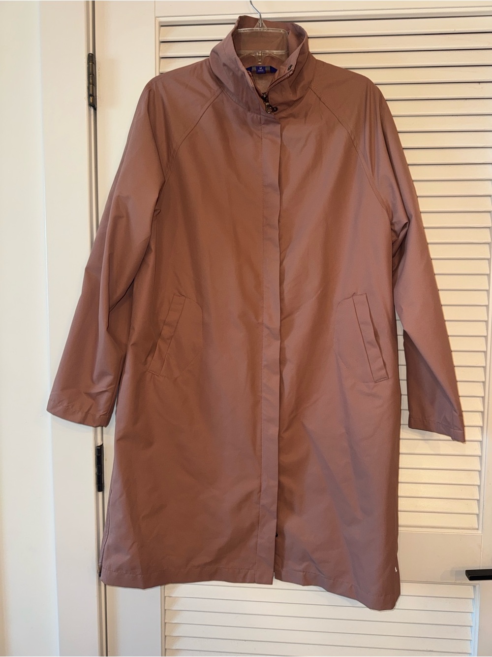 Women's Lightweight Long Raincoat - Dusty Rose